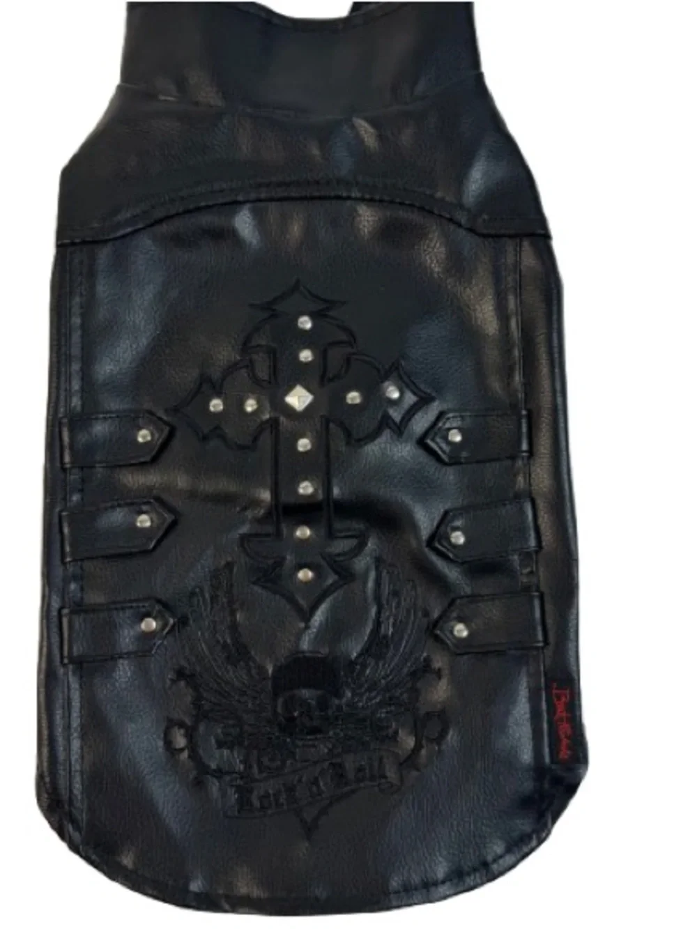 Bret Michaels Black Pleather Studded Rock & Roll Dog Vest